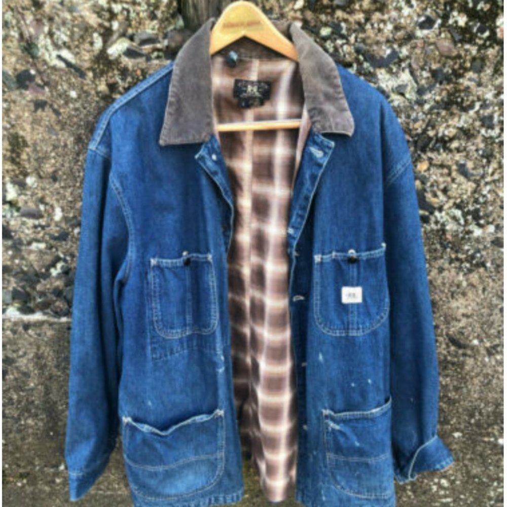 RRL Ralph Lauren Distressed Quilted Chore Coat L